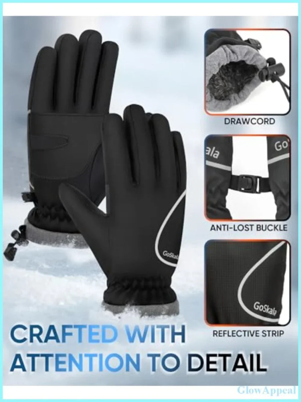 Winter Gloves for Women Men, Waterproof Windproof Touch Screen, Fleece Lined